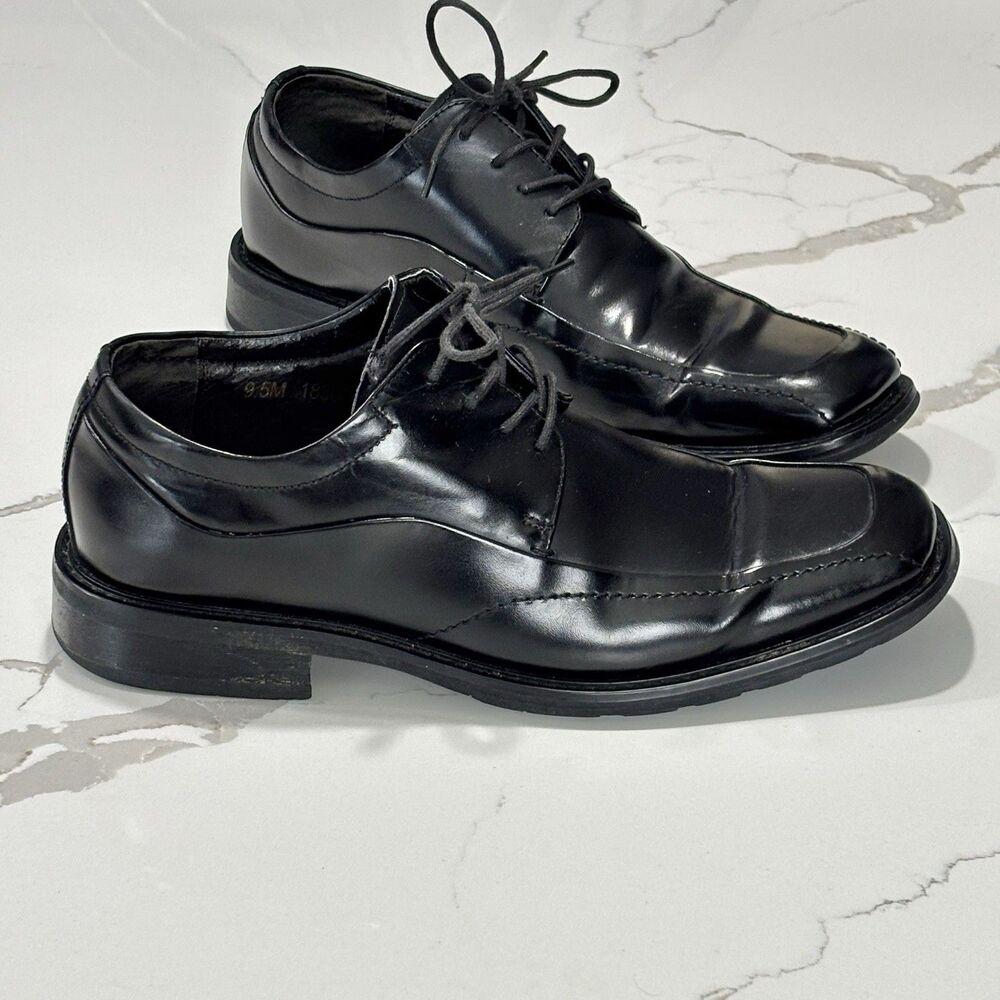 Florsheim Men's Leather Lace-up Black Oxford Square Toe Dress Shoes Size 9.5M